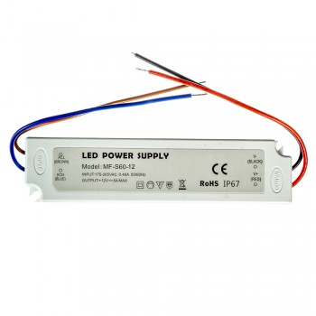 Блок питания 12В SLIM PLASTIC/5A 60Bт IP65