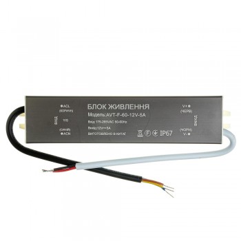 Блок питания питания NEW AVT-12V влагозащита IP65 5А - 60W