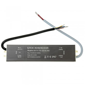 Блок питания питания NEW AVT-12V влагозащита IP65 6,25А - 75W