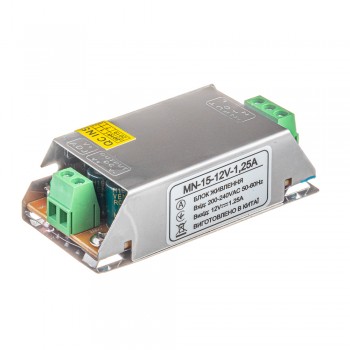Блок питания 12В MN/1.25A 15 Bт IP20
