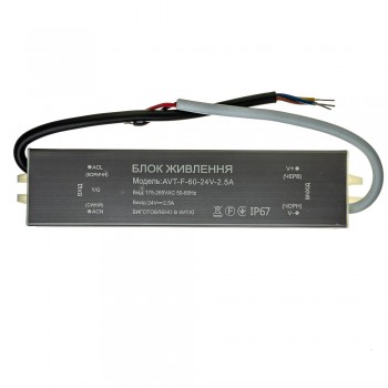 Блок питания питания NEW AVT-24V влагозащита IP65 2,5А - 60W