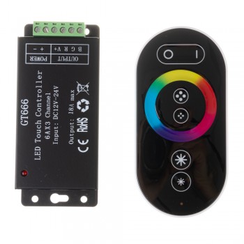 Контроллер черный RGB 18А 216Вт, (6 кнопок)