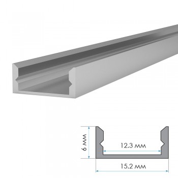 LED профиль ПФ-18/2 анодированный накладной матовый с рассеивателем (комплект) 2м