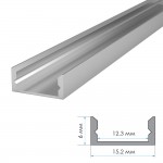 LED профиль ПФ-18/3 не анодированный накладной с  рассеивателем (комплект) 2м