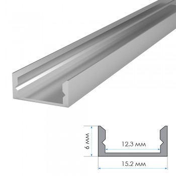 LED профиль ПФ-18/3 не анодированный накладной с  рассеивателем (комплект) 2м