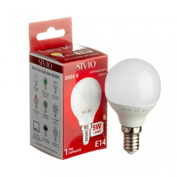 Led лампа Sivio 5Вт G45 теплая белая E14 3000K