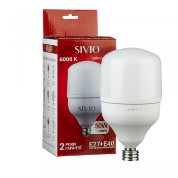 Светодиодная лампа SIVIO Е27 + Е40 Т140 50W 6000K