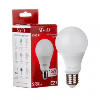 Led лампа Sivio 15Вт A65 нейтральная белая E27 4100K