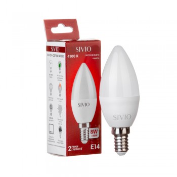 Led лампа Sivio 8Вт C37 нейтральная белая E14 4100K