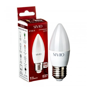 Led лампа Sivio 6Вт C37 нейтральная белая E27 4100K