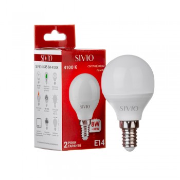Led лампа Sivio 8Вт G45 нейтральная белая E14 4100K