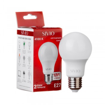 Led лампа Sivio 10Вт А60 нейтральная белая E27 4100K