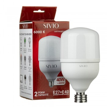 Светодиодная лампа SIVIO Е27 + Е40 Т120 40W 6000K