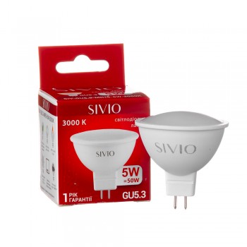 Led лампа Sivio 5Вт MR16 теплая белая GU5.3 3000K