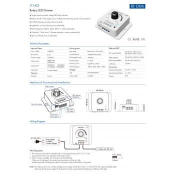 LED-димер DEYA Ротаційний 12-48VDC, 8A*1CH (V1-KS)