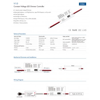 LED-контролер DEYA 12-24VDC, 6A*1CH (V1-D)
