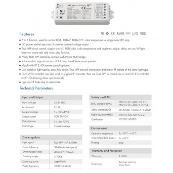 LED-контролер DEYA 5 in1 12-24VDC, 3A*5CH (WZ5)