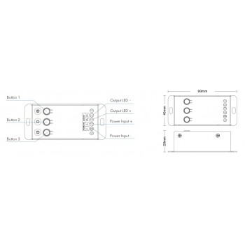 LED-контроллер DEYA 12-24VDC, 20A*1CH, 3 кнопки (V1-C)