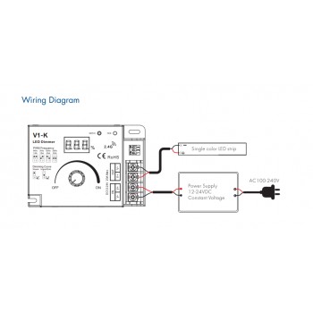 LED-контролер DEYA 12-24VDC, 20A*1CH, (V1-K)