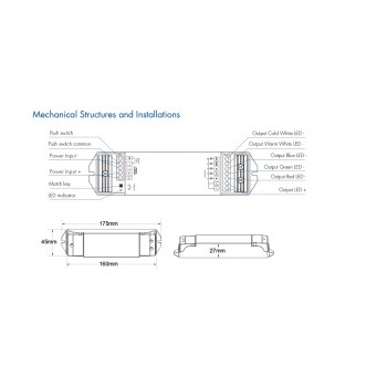 LED-контролер DEYA 12-48VDC, 5A*5CH, PUSH-DIM (V5)