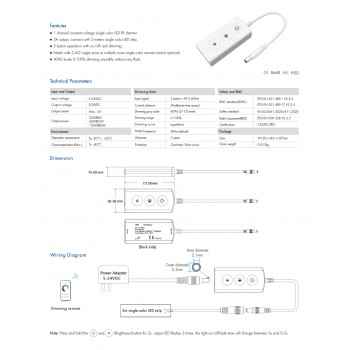 LED-контролер DEYA 5-24VDC, 5A*1CH (VD1)