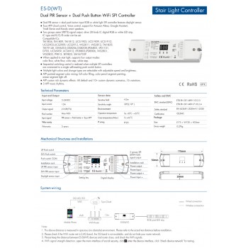 LED-контролер DEYA з датчиком PIR+Dual Push WiFi SPI 5-24VDC (ES-D(WT))