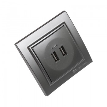 Розетка USB (2 порта) 2 A Enzo Серебряный камень
