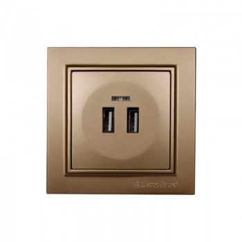 Розетка USB (2 порта) 2 A Enzo Роскошно-золотой