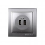 Розетка USB (2 порта) 2 A Enzo Серебряный камень