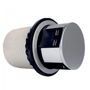 Компактная мебельная розетка  (горизонтальная)  3х16 А, 2хUSB 2,4 А IP40
