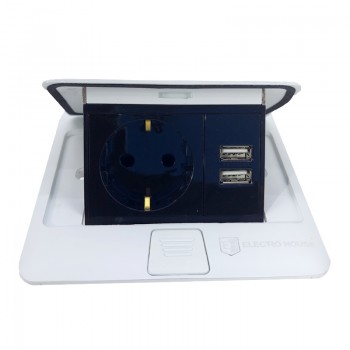 Розетка врезная для пола  Белый 16 А + 2 USB 2,1 А IP44