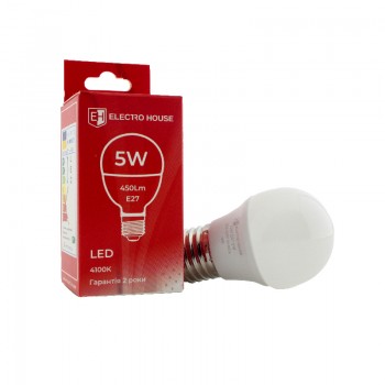 LED лампа шар G45 E27 5 Вт 4100К