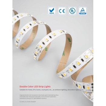 LED стрічка RISHANG 96-3528-24V-IP33 9W 2700K/6500K 5м (RD0096BC-B-MW)