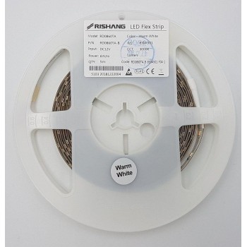 LED стрічка RISHANG 60-2835-12V-IP20 4.8W 535Lm 6000K 5м (RD0860TA-B-PW)