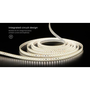 LED стрічка COLORS 104-2835-220V-IP65 10.6W 990Lm 2850K 50м (H8104-230V-12mm-WW)