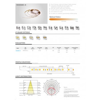 LED стрічка RISHANG 96-3528-24V-IP33 9W 2700K/6500K 5м (RD0096BC-B-MW)