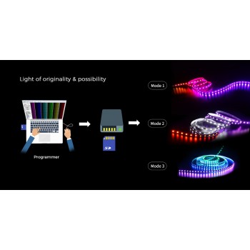 LED стрічка Smart SPI COLORS 60-5050-12V-IP20 3000K 8.4W 5м (DS560-12V-10mm-WW)